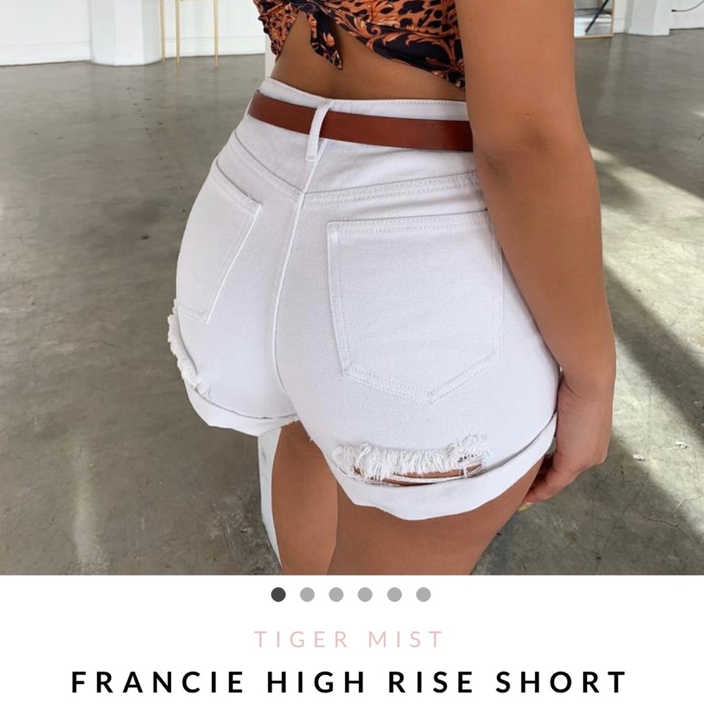 Tiger Mist White High Rise Shorts